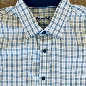 Men's Blue Checkered long sleeve button up Shirt by Tasso Elba size XL